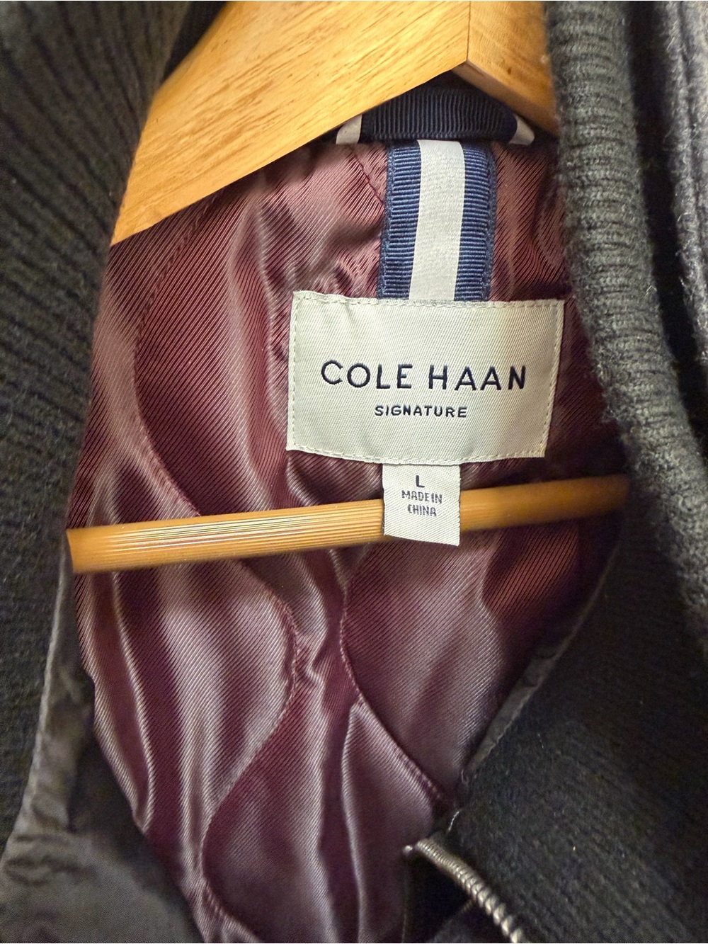Cole Haan Men's Charcoal Gray Wool Pea Coat - Picture 3 of 6